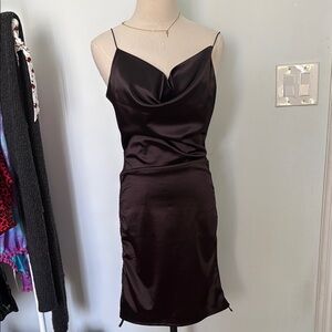 Elegant Black Satin Dress